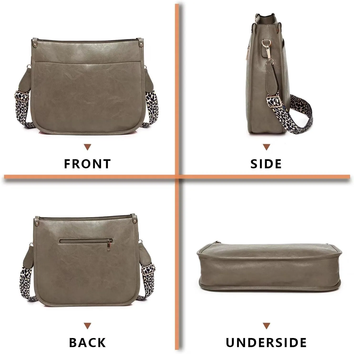 AUYOCO Vegan Leather Crossbody Bags for Women, Crossbody Purse with Guitar Strap Zipped Pockets Handbag Shoulder Bag