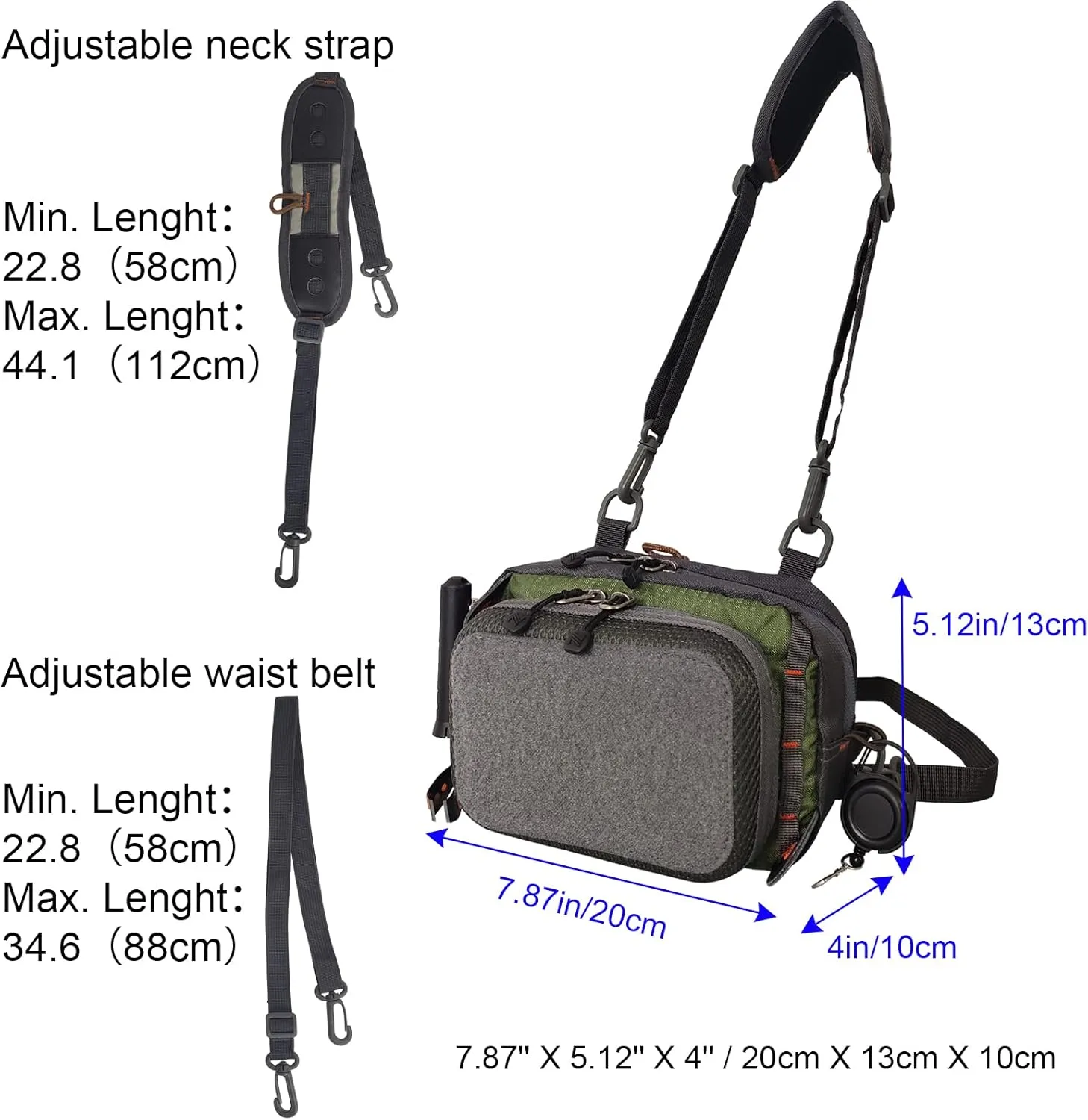 Aventik Fly Fishing Chest Bag Ultra Light Multiple Pockets Chest Pack with Vest Pack Tool Combo