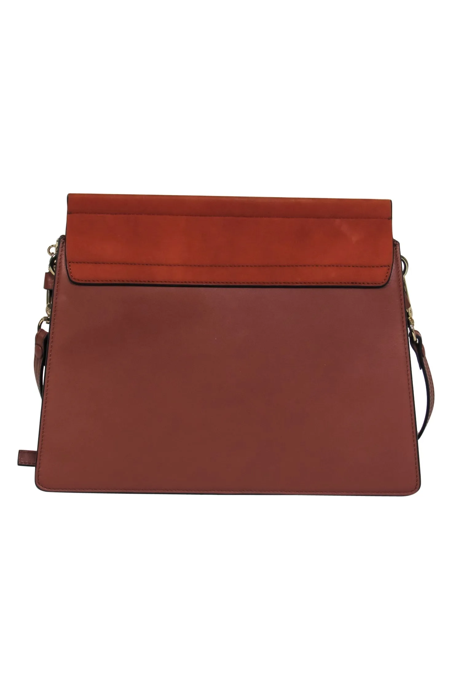 Bag Shoulder Suede Fold-Over Brown Door-to-door w/ "Faye" Chloe Supportive Hardware & Leather - Ring