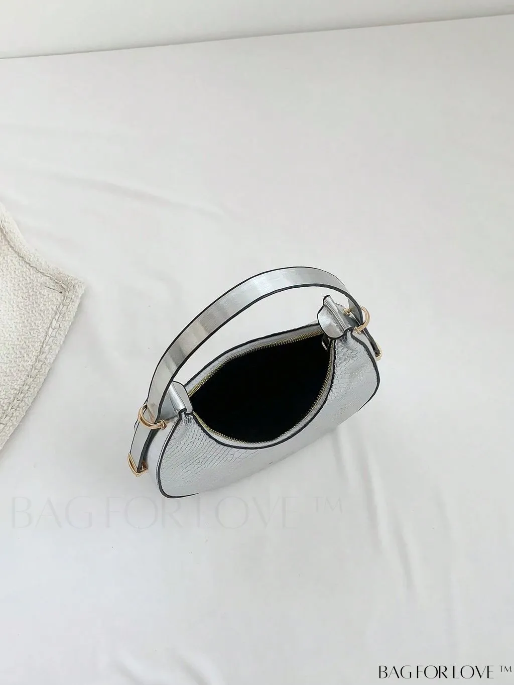 BagForLove - Compact Snakeskin Embossed Metallic Hobo Bag