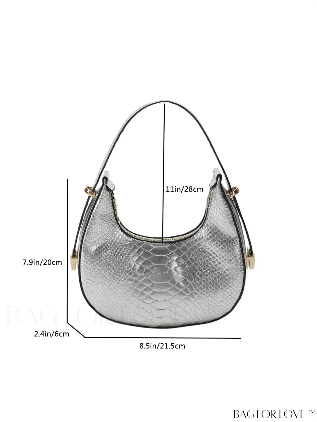 BagForLove - Compact Snakeskin Embossed Metallic Hobo Bag