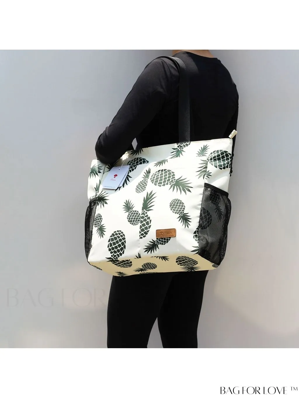 BagForLove - Water-Resistant Floral Tote Bag: Multi-Pocketed Shoulder Bag for Gym, Work, Picnics, Yoga, Travel, Beach & More