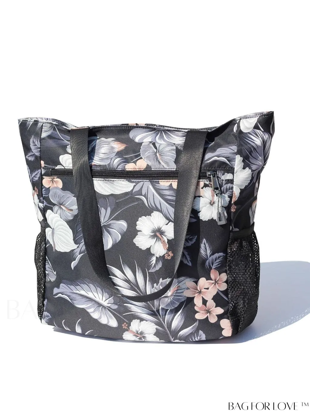 BagForLove - Water-Resistant Floral Tote Bag: Multi-Pocketed Shoulder Bag for Gym, Work, Picnics, Yoga, Travel, Beach & More