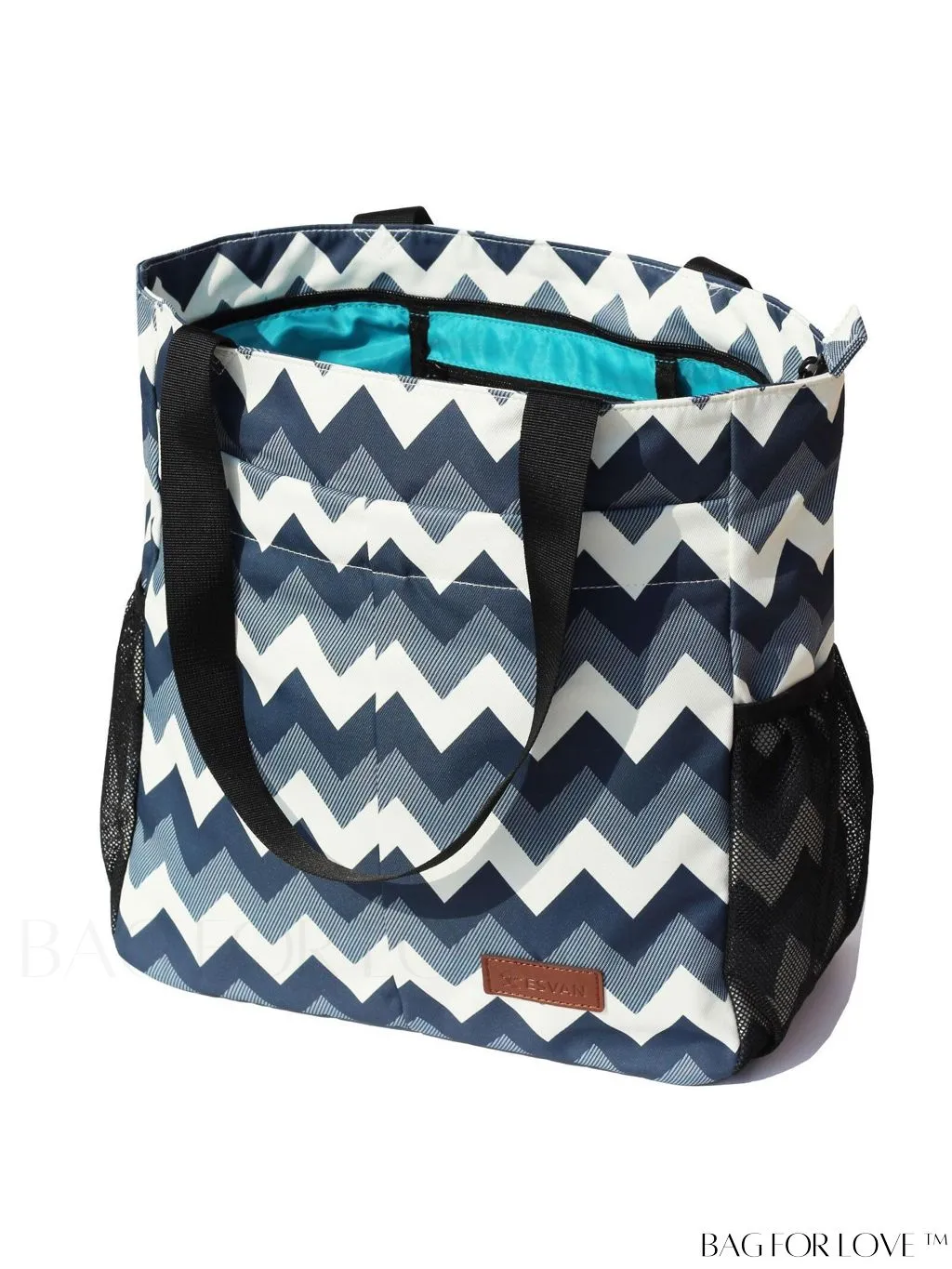 BagForLove - Water-Resistant Floral Tote Bag: Multi-Pocketed Shoulder Bag for Gym, Work, Picnics, Yoga, Travel, Beach & More