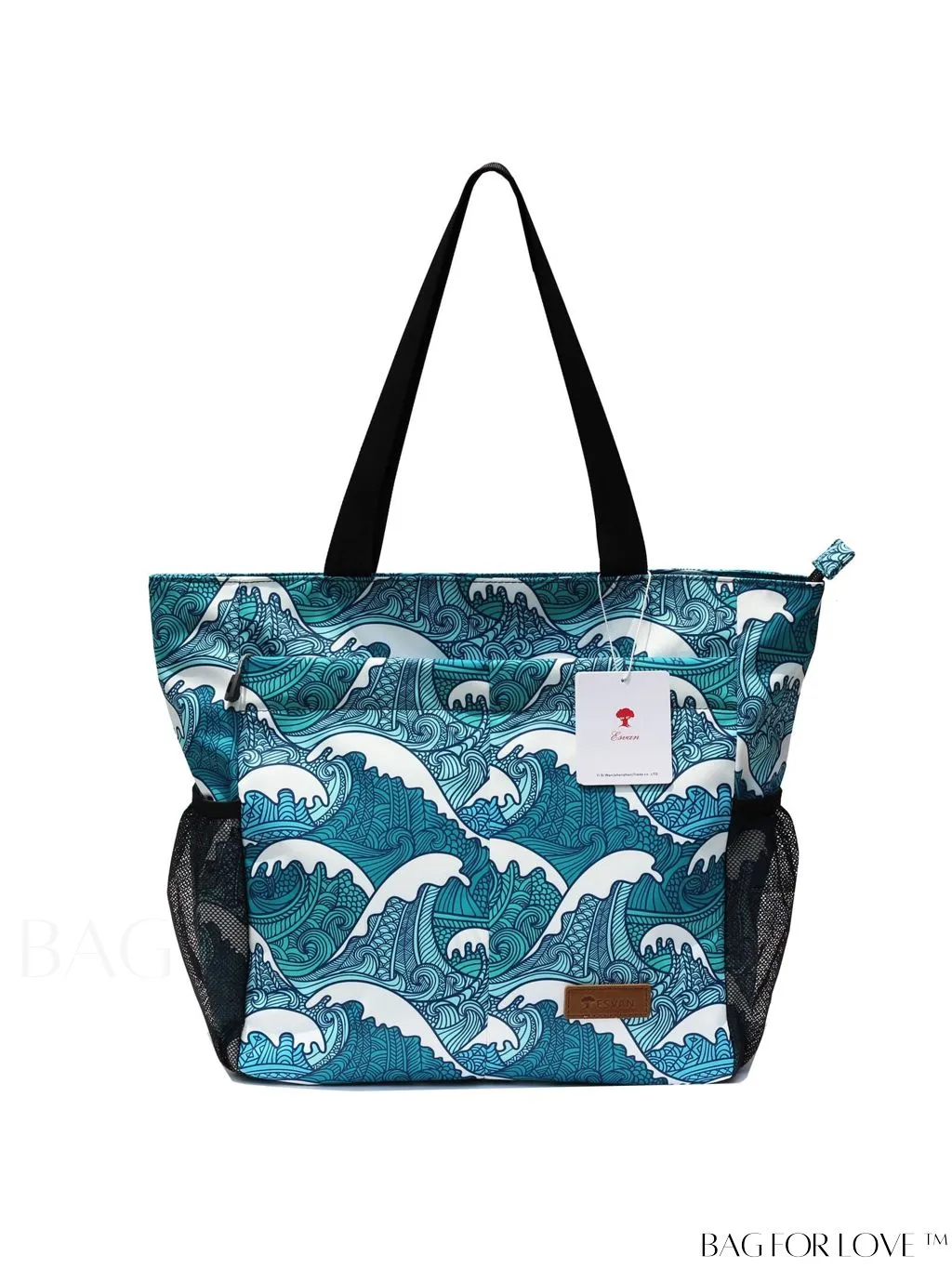 BagForLove - Water-Resistant Floral Tote Bag: Multi-Pocketed Shoulder Bag for Gym, Work, Picnics, Yoga, Travel, Beach & More
