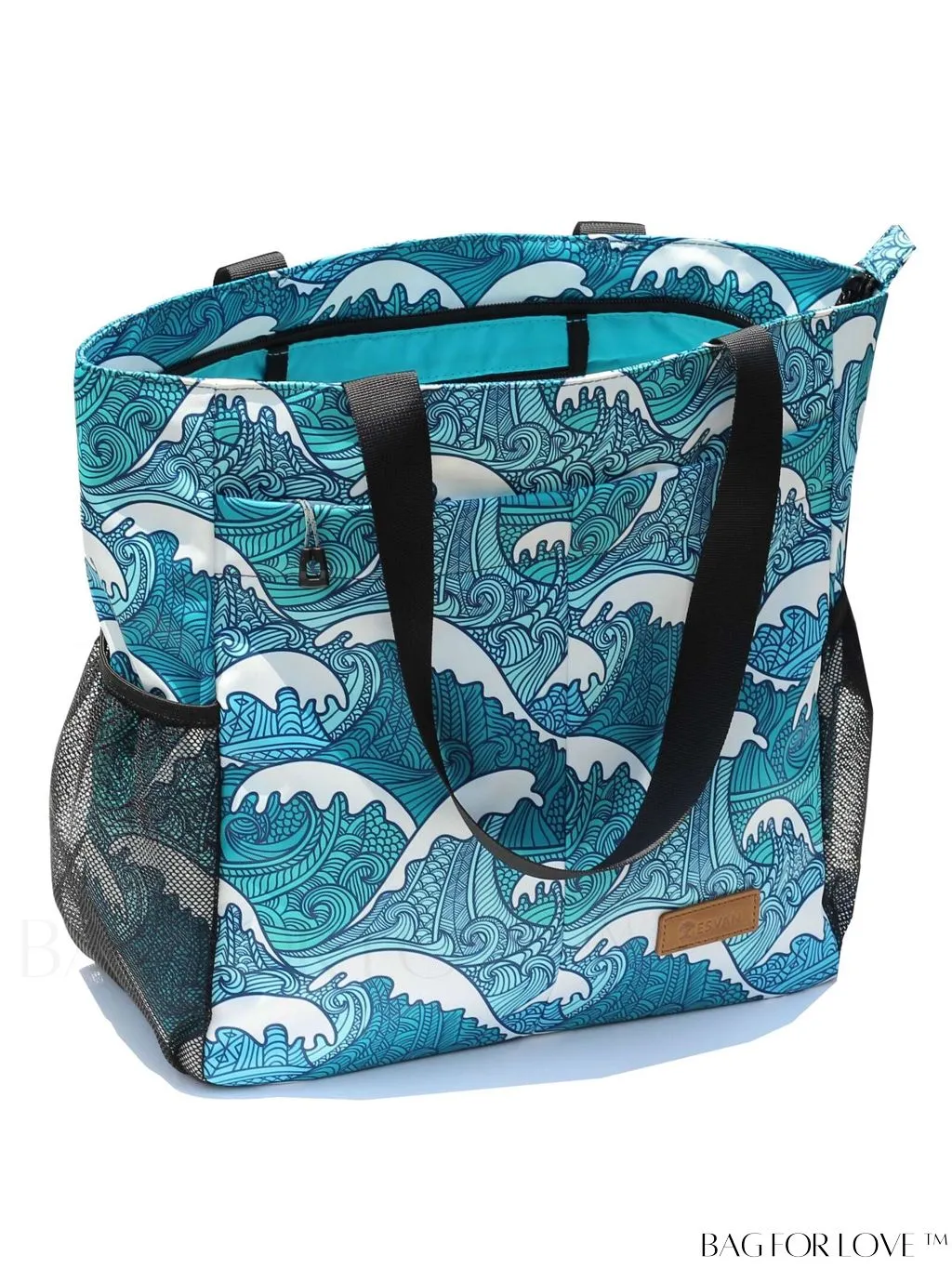 BagForLove - Water-Resistant Floral Tote Bag: Multi-Pocketed Shoulder Bag for Gym, Work, Picnics, Yoga, Travel, Beach & More