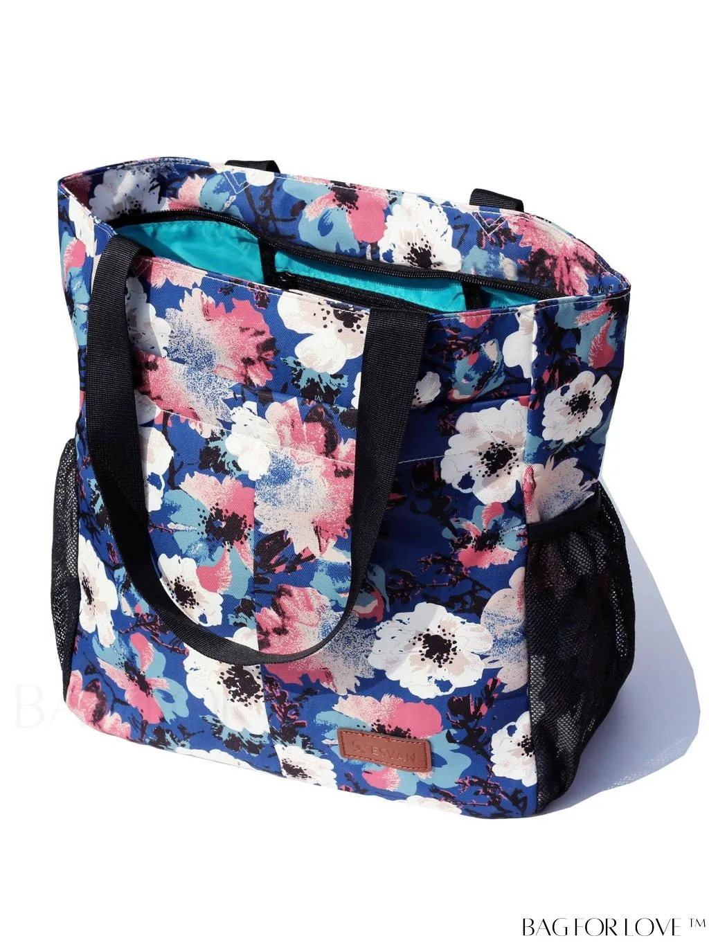 BagForLove - Water-Resistant Floral Tote Bag: Multi-Pocketed Shoulder Bag for Gym, Work, Picnics, Yoga, Travel, Beach & More
