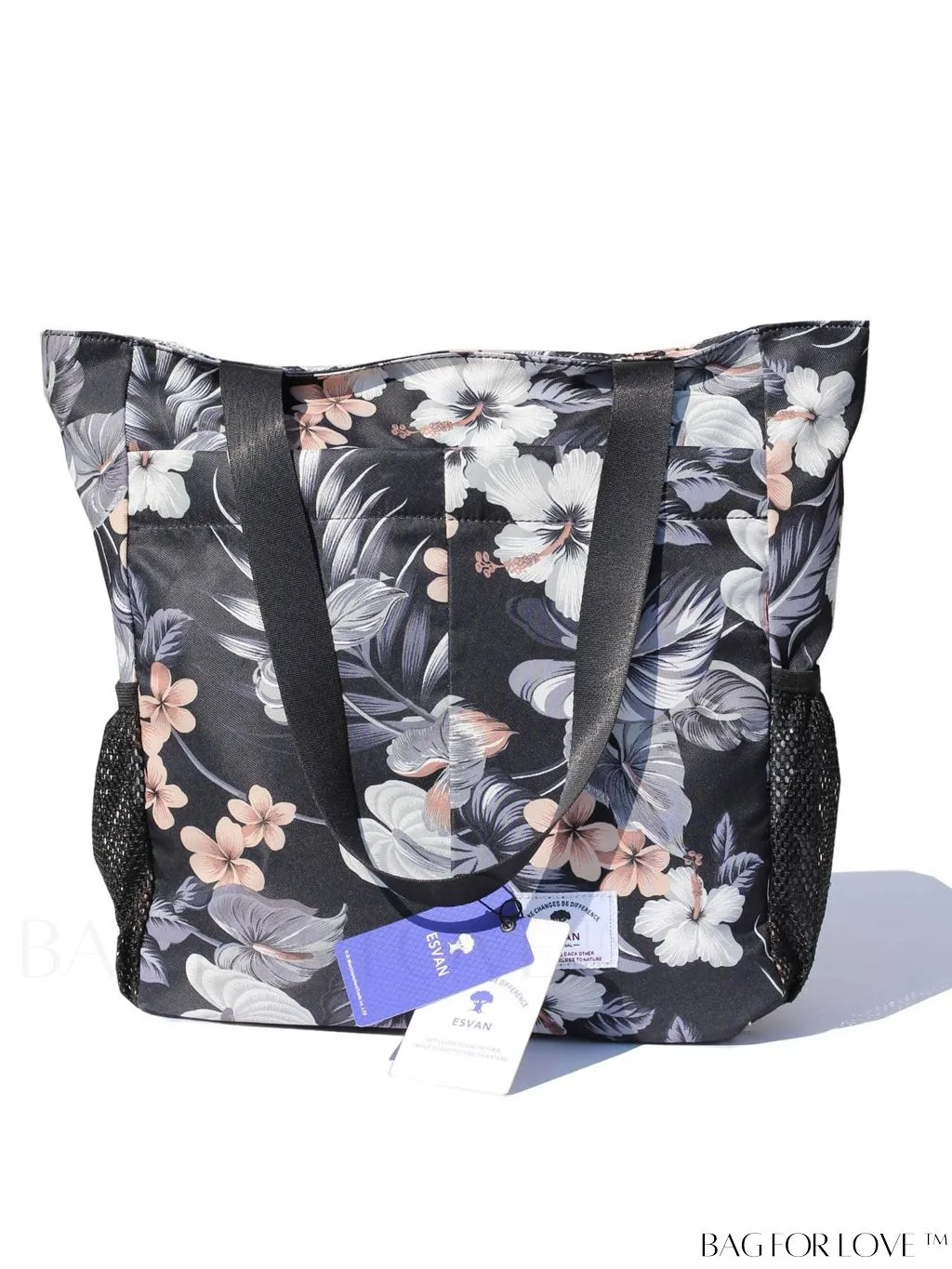 BagForLove - Water-Resistant Floral Tote Bag: Multi-Pocketed Shoulder Bag for Gym, Work, Picnics, Yoga, Travel, Beach & More