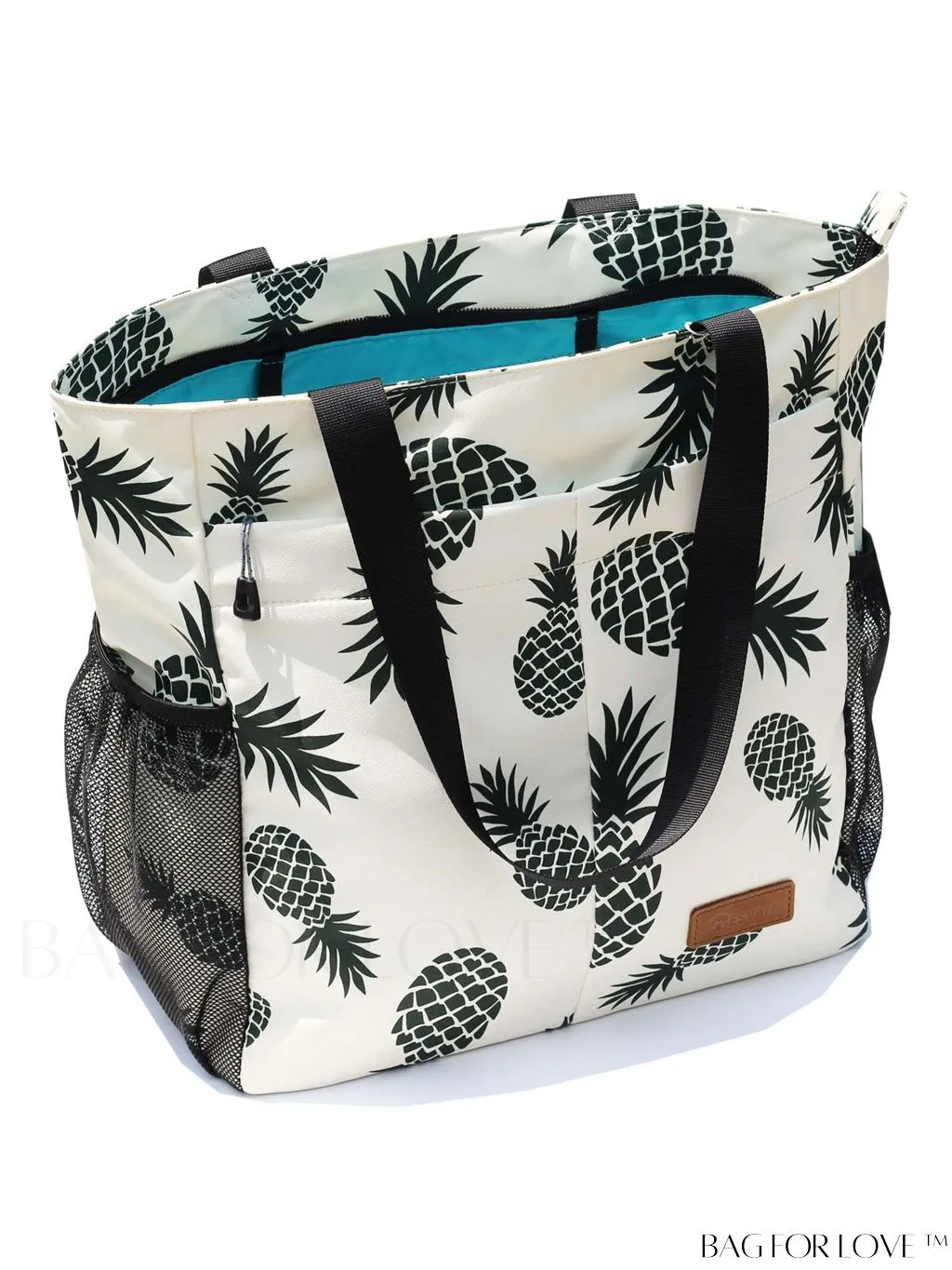 BagForLove - Water-Resistant Floral Tote Bag: Multi-Pocketed Shoulder Bag for Gym, Work, Picnics, Yoga, Travel, Beach & More