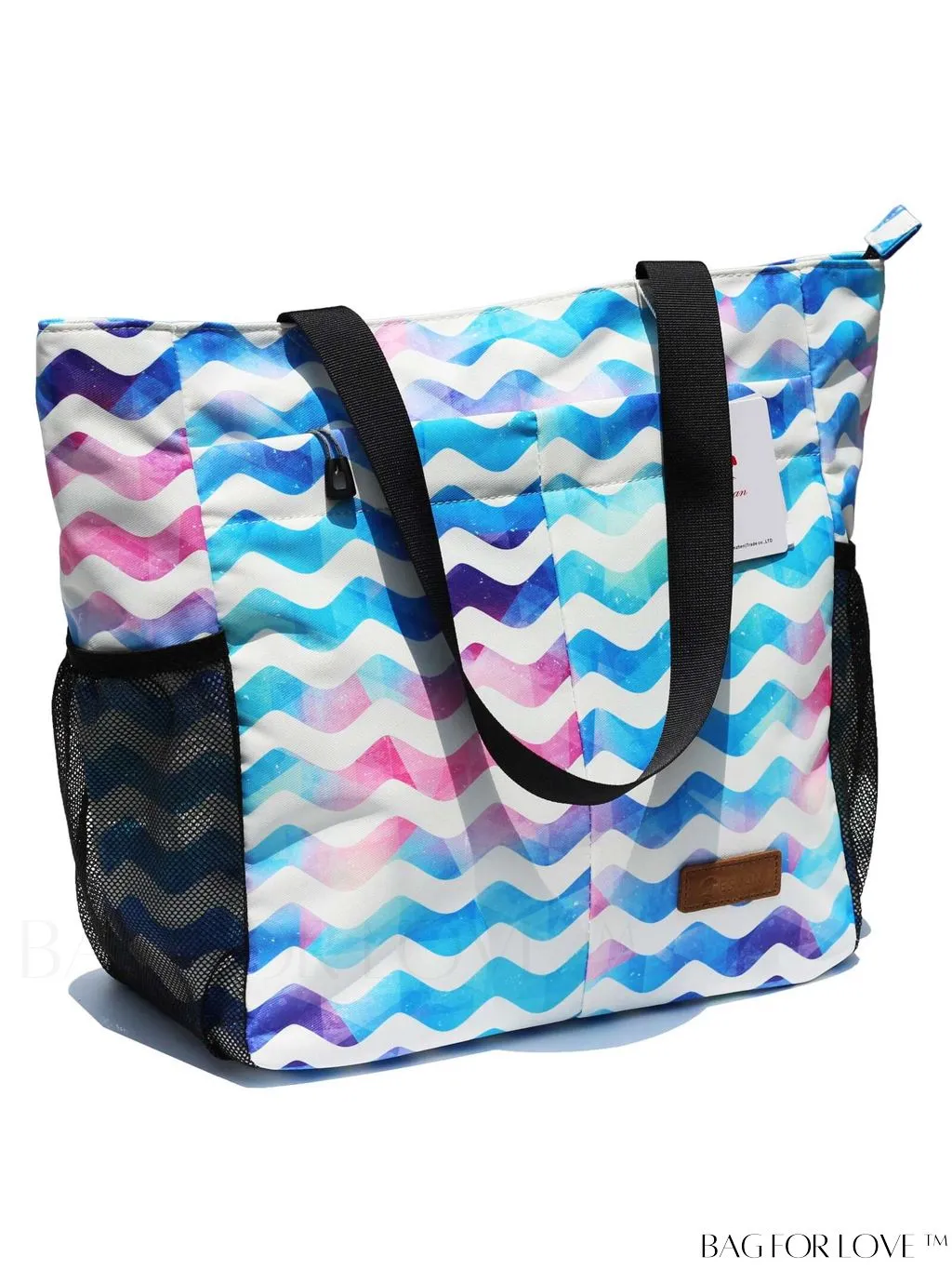 BagForLove - Water-Resistant Floral Tote Bag: Multi-Pocketed Shoulder Bag for Gym, Work, Picnics, Yoga, Travel, Beach & More