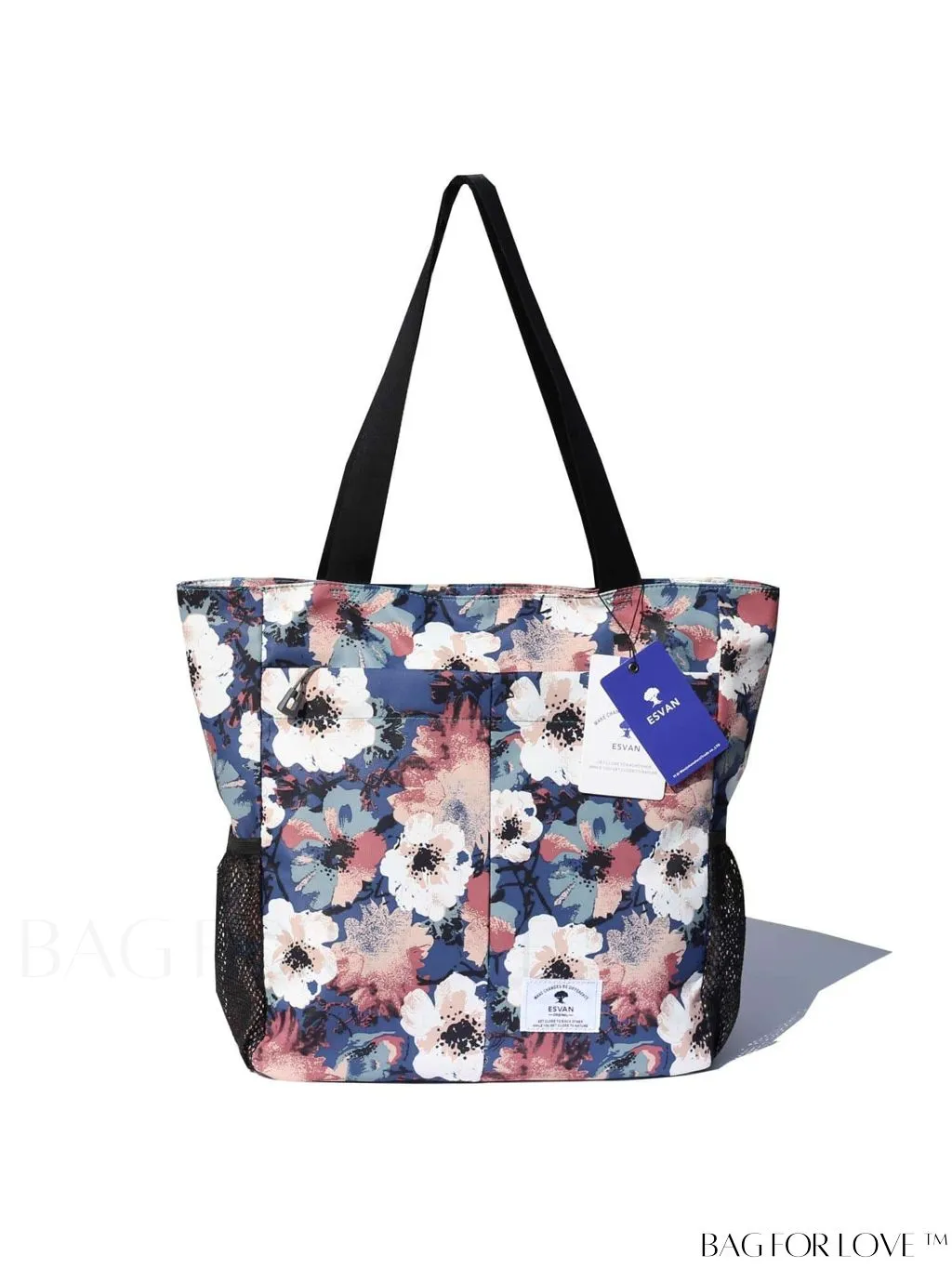 BagForLove - Water-Resistant Floral Tote Bag: Multi-Pocketed Shoulder Bag for Gym, Work, Picnics, Yoga, Travel, Beach & More