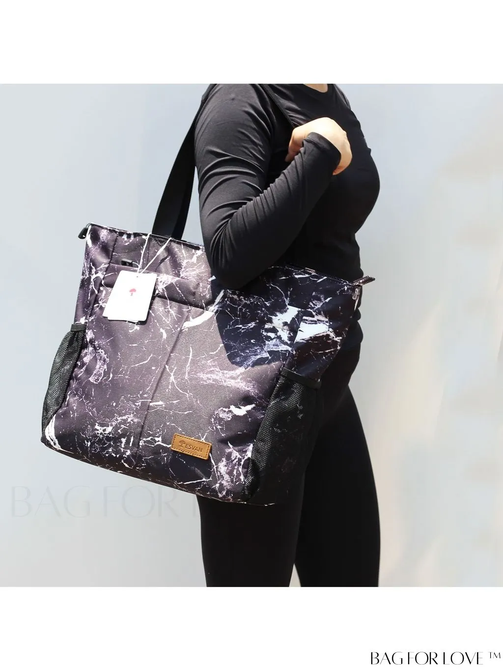 BagForLove - Water-Resistant Floral Tote Bag: Multi-Pocketed Shoulder Bag for Gym, Work, Picnics, Yoga, Travel, Beach & More