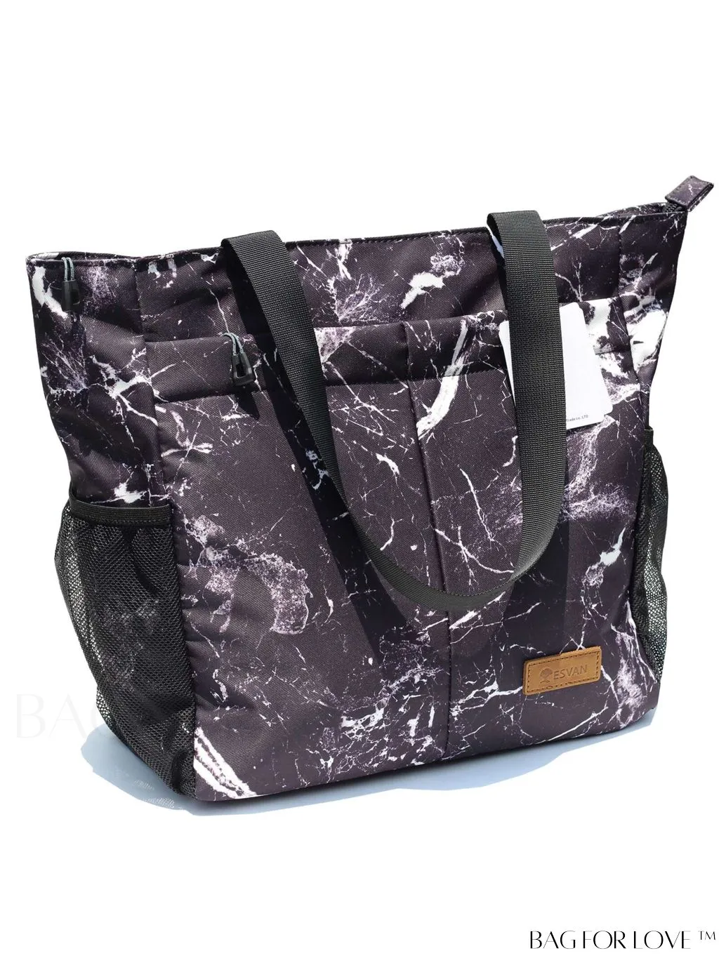 BagForLove - Water-Resistant Floral Tote Bag: Multi-Pocketed Shoulder Bag for Gym, Work, Picnics, Yoga, Travel, Beach & More