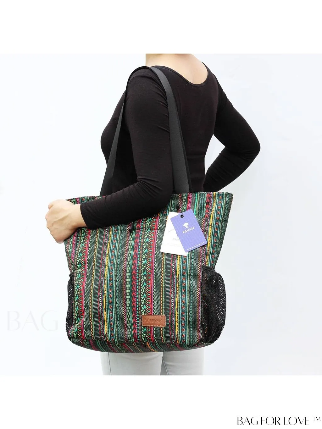 BagForLove - Water-Resistant Floral Tote Bag: Multi-Pocketed Shoulder Bag for Gym, Work, Picnics, Yoga, Travel, Beach & More