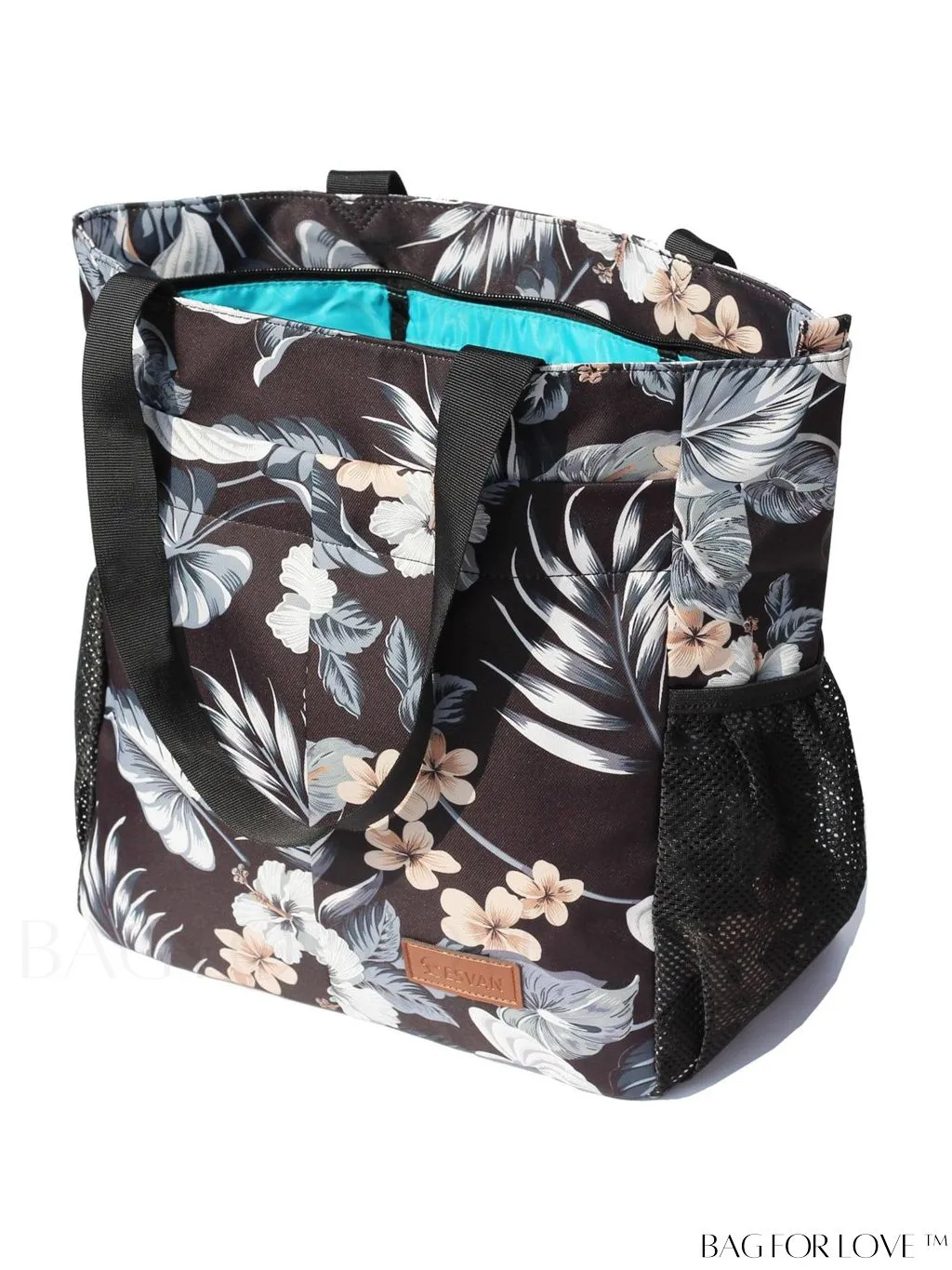 BagForLove - Water-Resistant Floral Tote Bag: Multi-Pocketed Shoulder Bag for Gym, Work, Picnics, Yoga, Travel, Beach & More