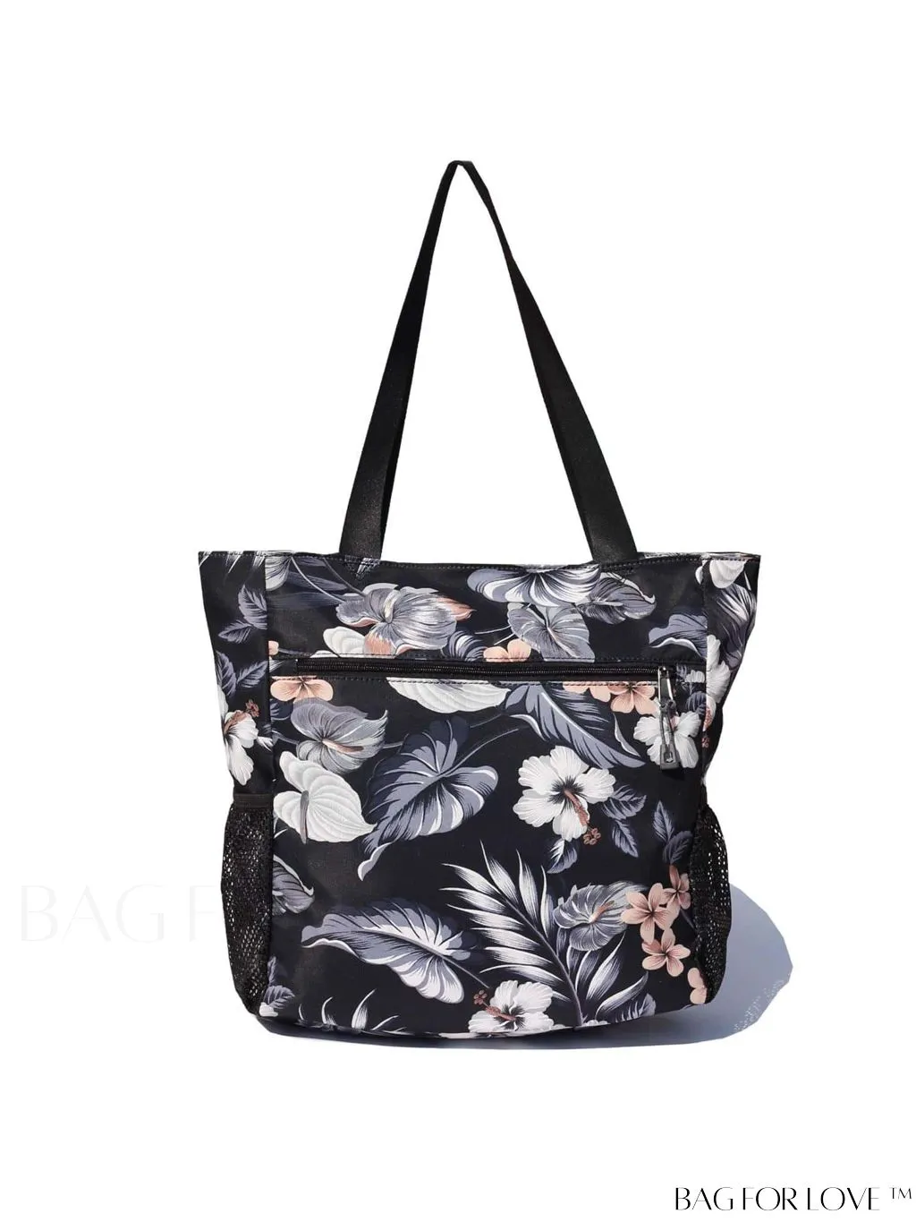 BagForLove - Water-Resistant Floral Tote Bag: Multi-Pocketed Shoulder Bag for Gym, Work, Picnics, Yoga, Travel, Beach & More