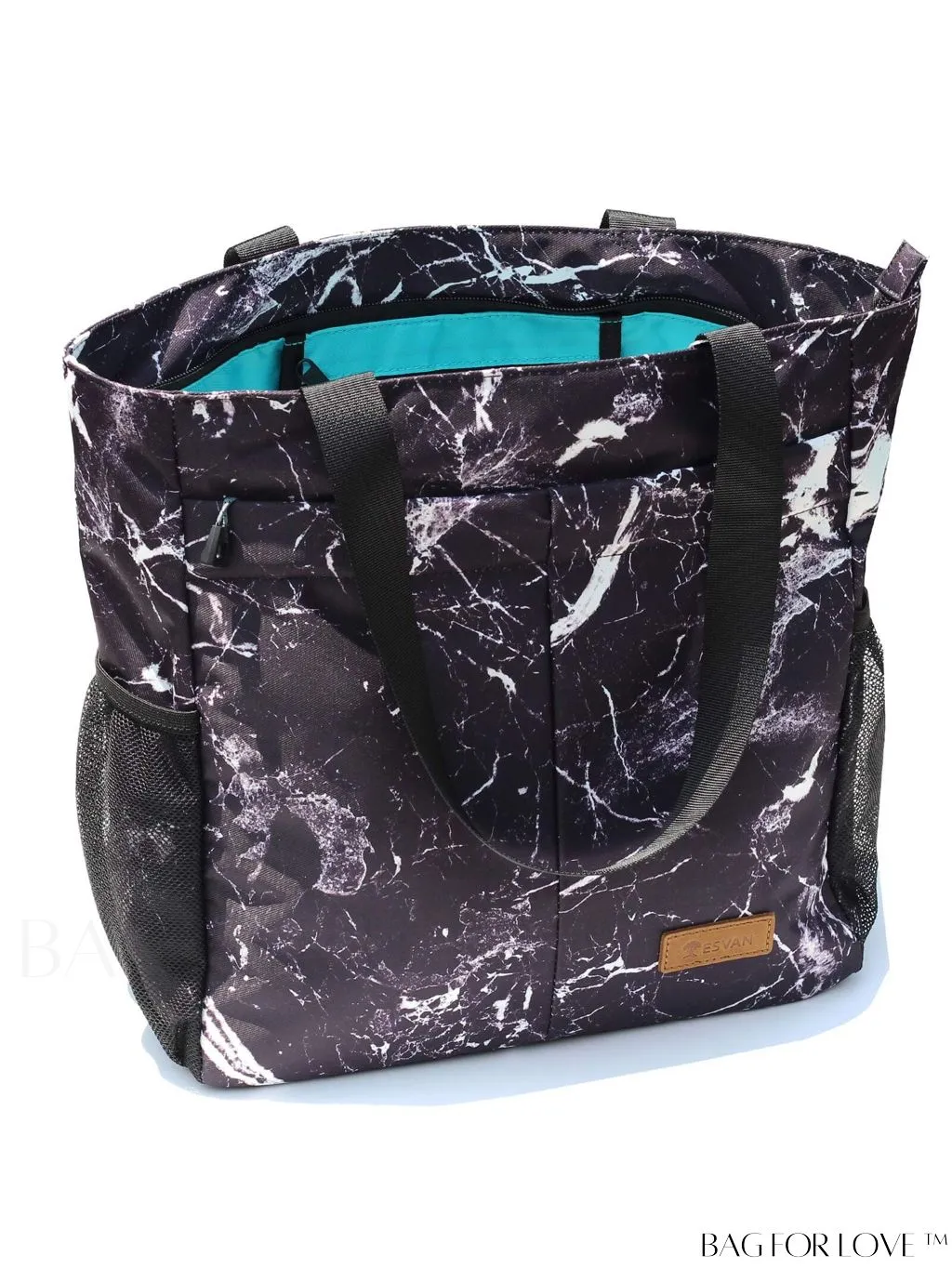 BagForLove - Water-Resistant Floral Tote Bag: Multi-Pocketed Shoulder Bag for Gym, Work, Picnics, Yoga, Travel, Beach & More