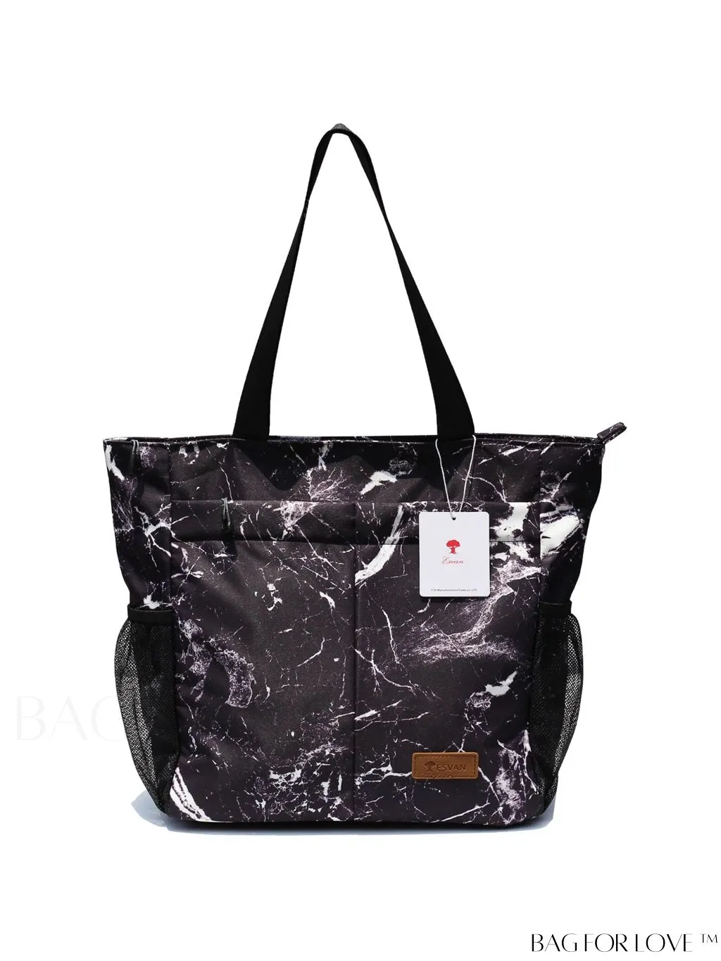 BagForLove - Water-Resistant Floral Tote Bag: Multi-Pocketed Shoulder Bag for Gym, Work, Picnics, Yoga, Travel, Beach & More