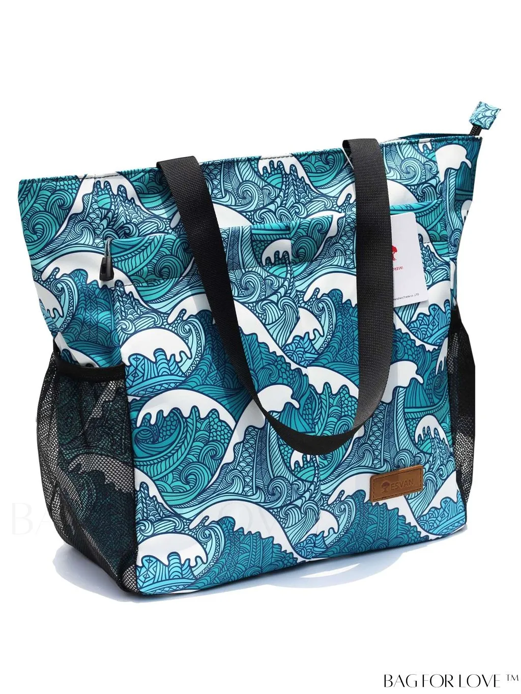 BagForLove - Water-Resistant Floral Tote Bag: Multi-Pocketed Shoulder Bag for Gym, Work, Picnics, Yoga, Travel, Beach & More