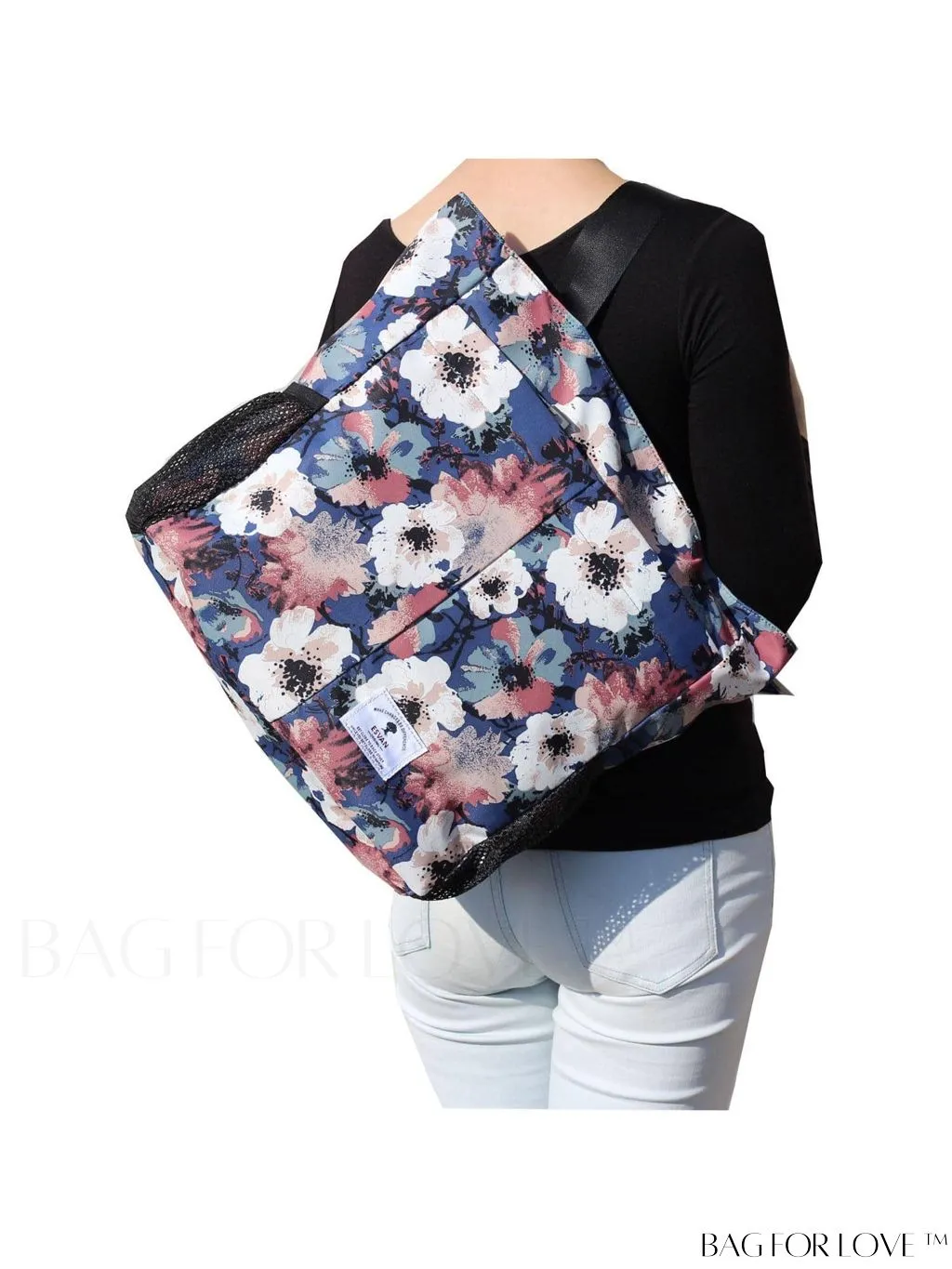 BagForLove - Water-Resistant Floral Tote Bag: Multi-Pocketed Shoulder Bag for Gym, Work, Picnics, Yoga, Travel, Beach & More