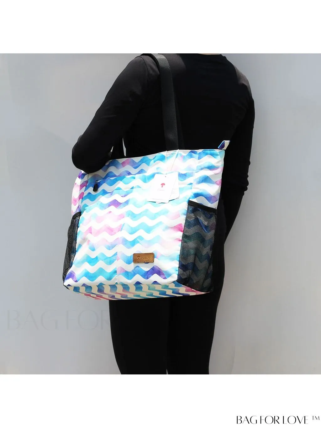 BagForLove - Water-Resistant Floral Tote Bag: Multi-Pocketed Shoulder Bag for Gym, Work, Picnics, Yoga, Travel, Beach & More