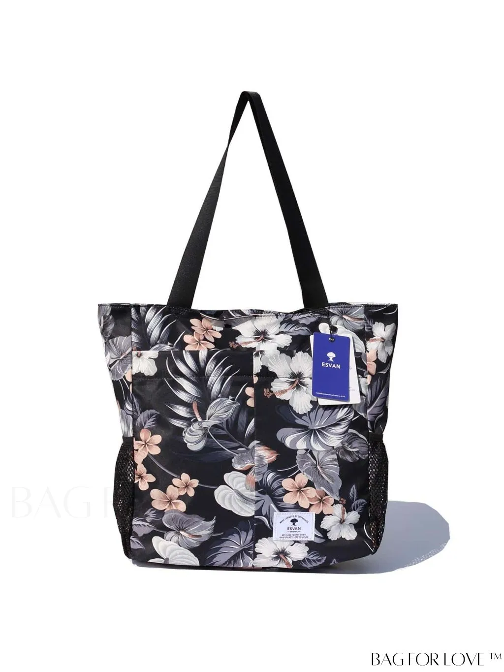 BagForLove - Water-Resistant Floral Tote Bag: Multi-Pocketed Shoulder Bag for Gym, Work, Picnics, Yoga, Travel, Beach & More