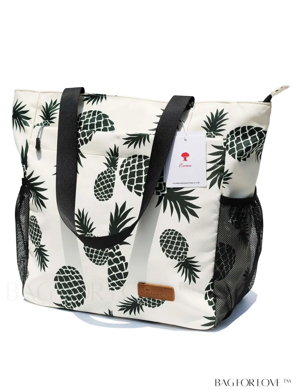 BagForLove - Water-Resistant Floral Tote Bag: Multi-Pocketed Shoulder Bag for Gym, Work, Picnics, Yoga, Travel, Beach & More