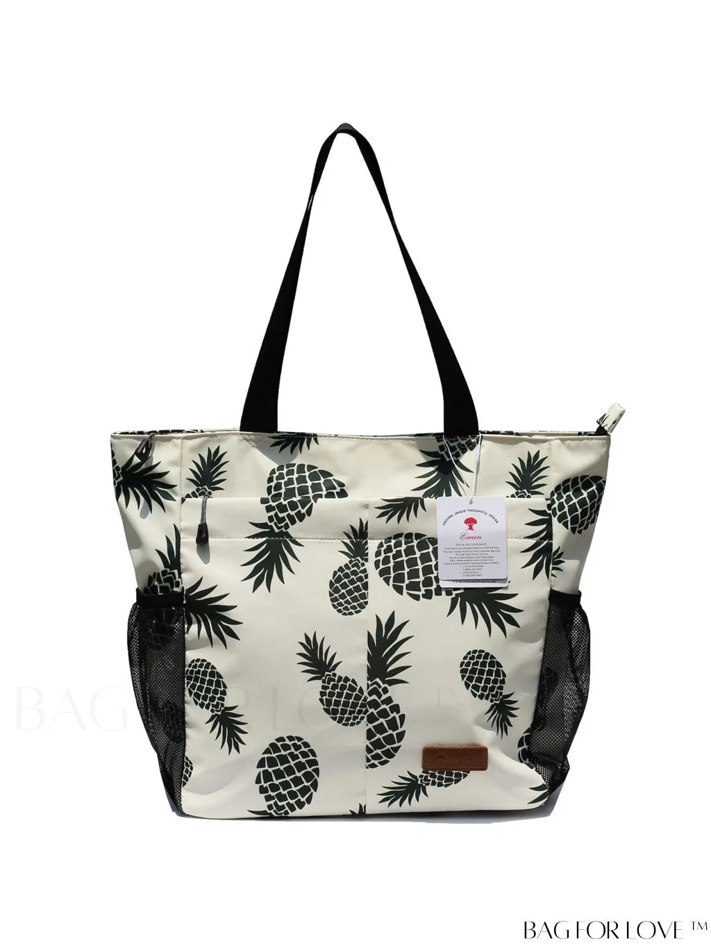 BagForLove - Water-Resistant Floral Tote Bag: Multi-Pocketed Shoulder Bag for Gym, Work, Picnics, Yoga, Travel, Beach & More