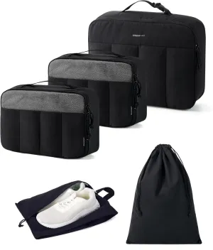 BAGSMART Hanging Packing Cubes for Travel Women, Large Capacity Luggage Organizers for Suitcases, Quilted Travel Essentials for Women, Black