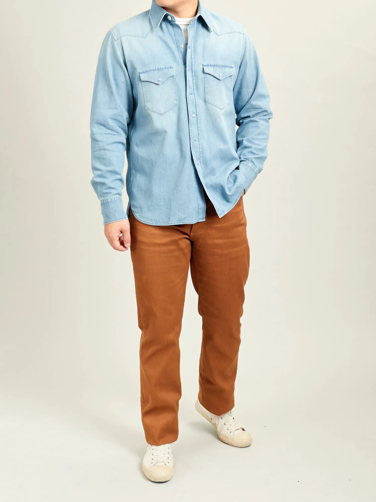 Bedford Cord Five Pocket Trousers in Bay Brown