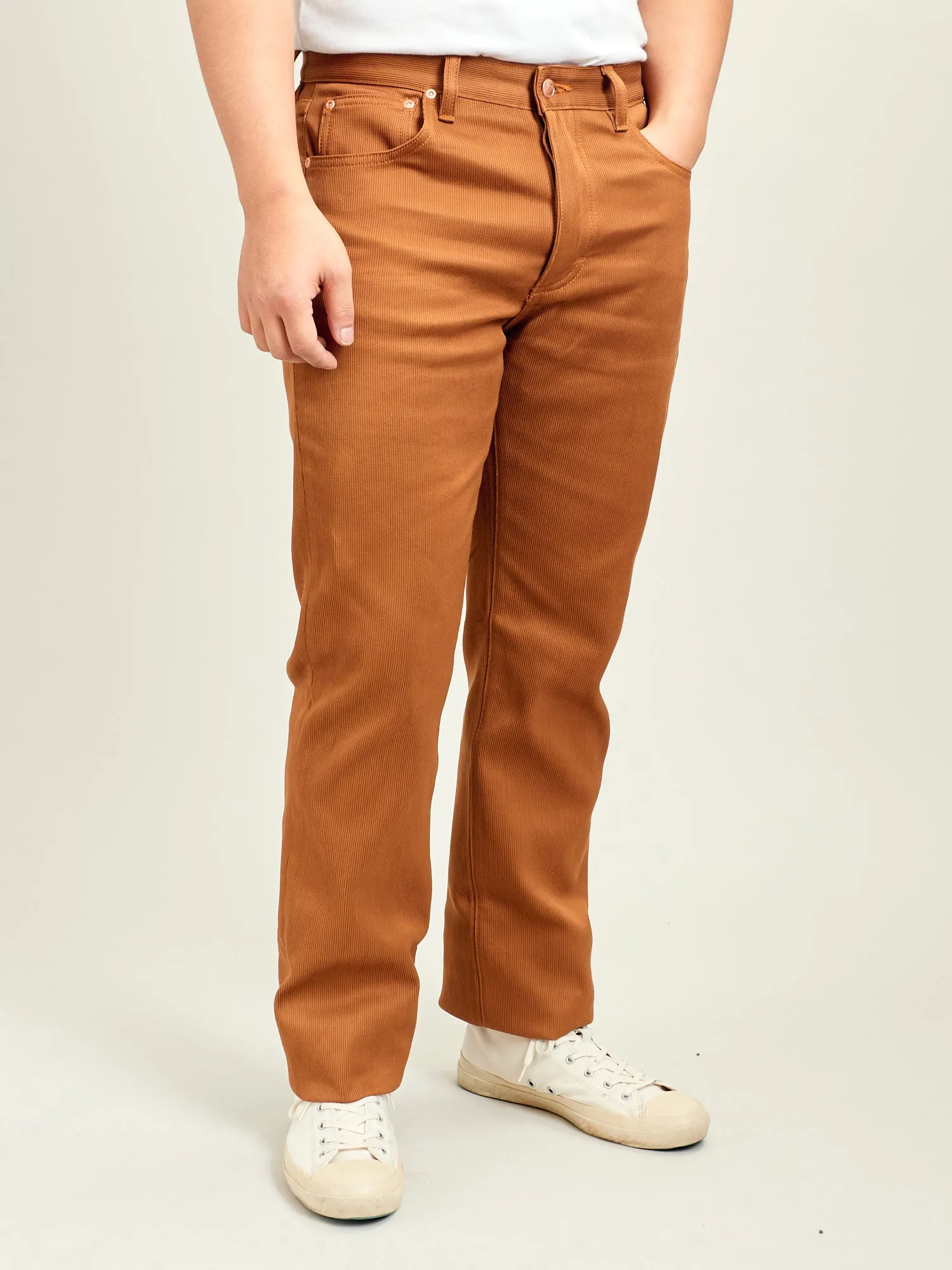 Bedford Cord Five Pocket Trousers in Bay Brown
