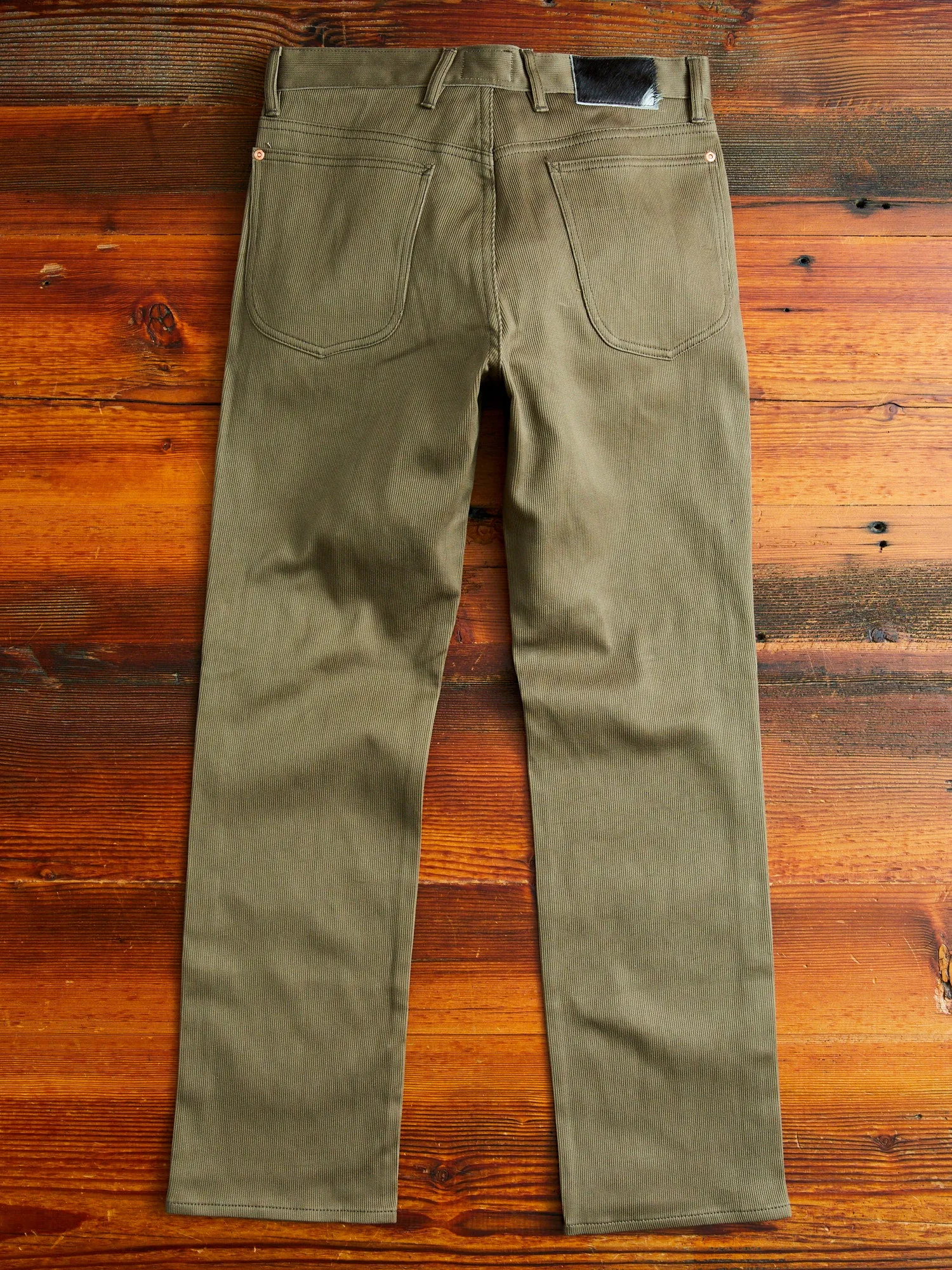 Bedford Cord Five Pocket Trousers in Faded Olive