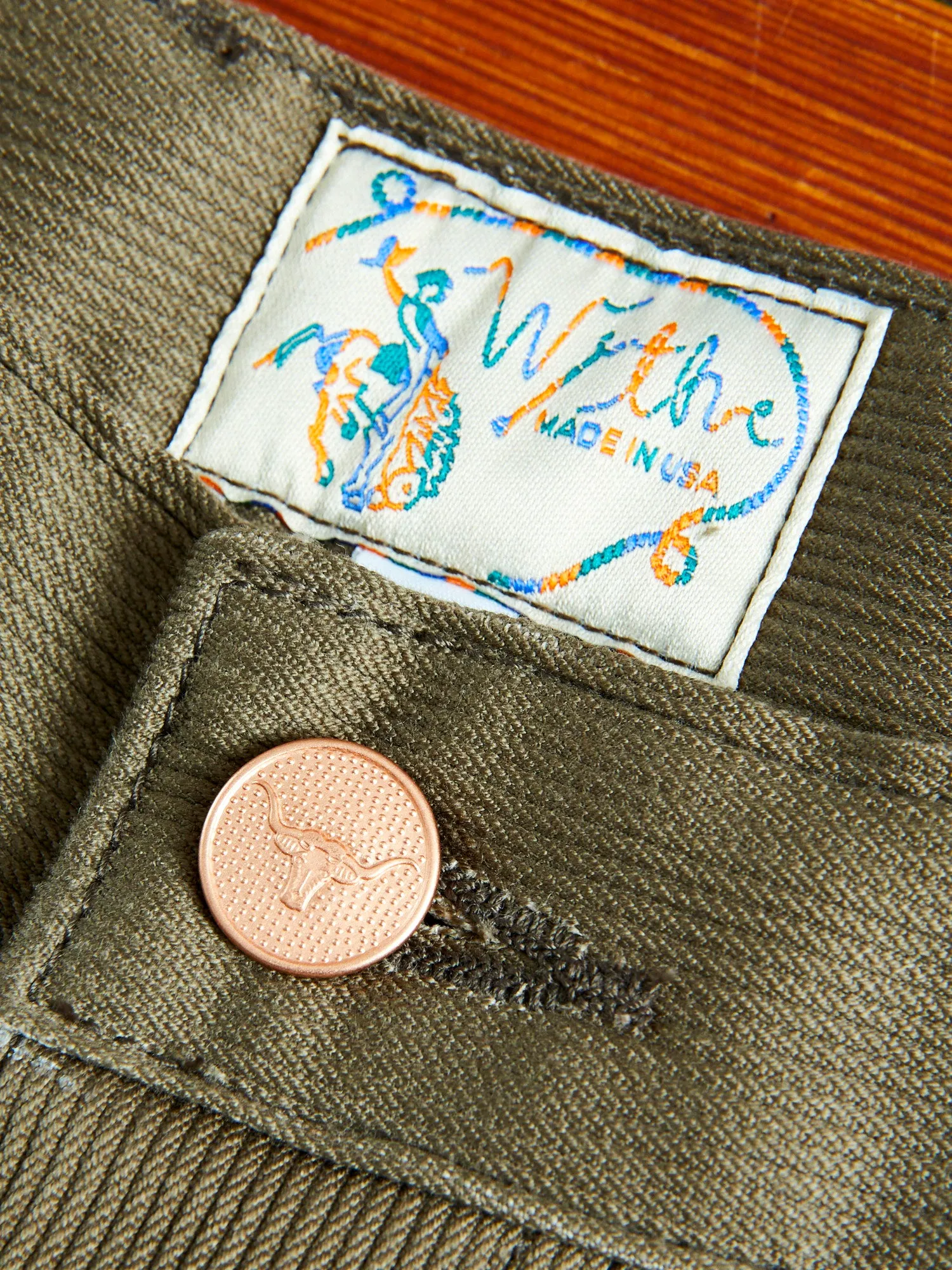 Bedford Cord Five Pocket Trousers in Faded Olive