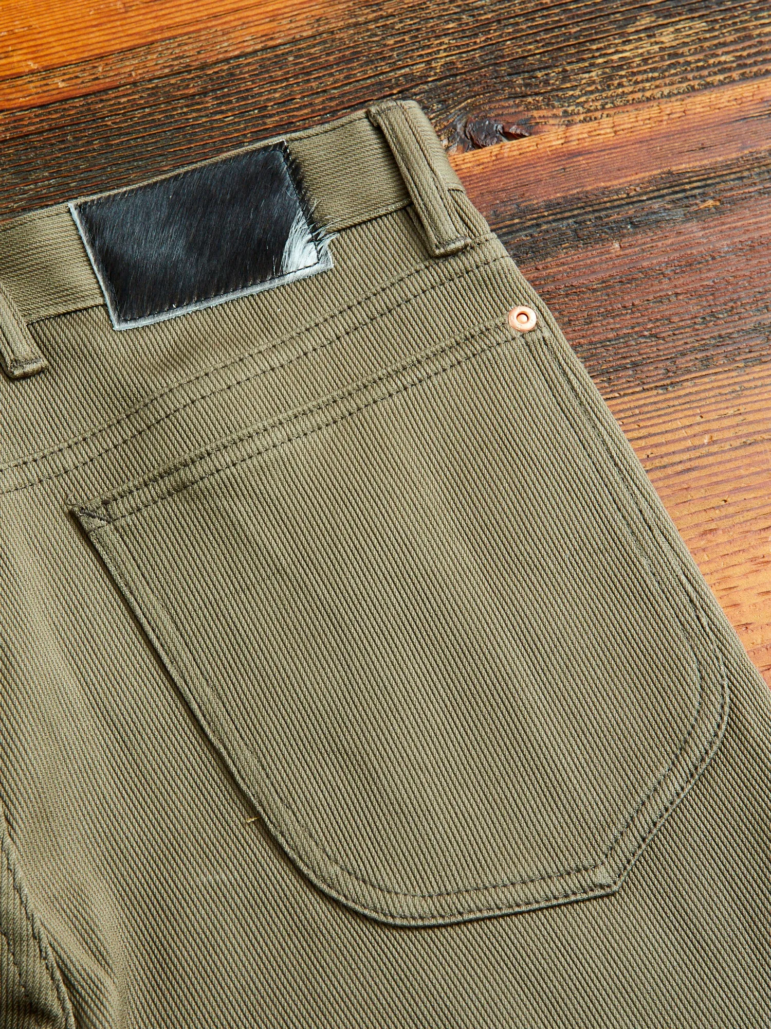 Bedford Cord Five Pocket Trousers in Faded Olive