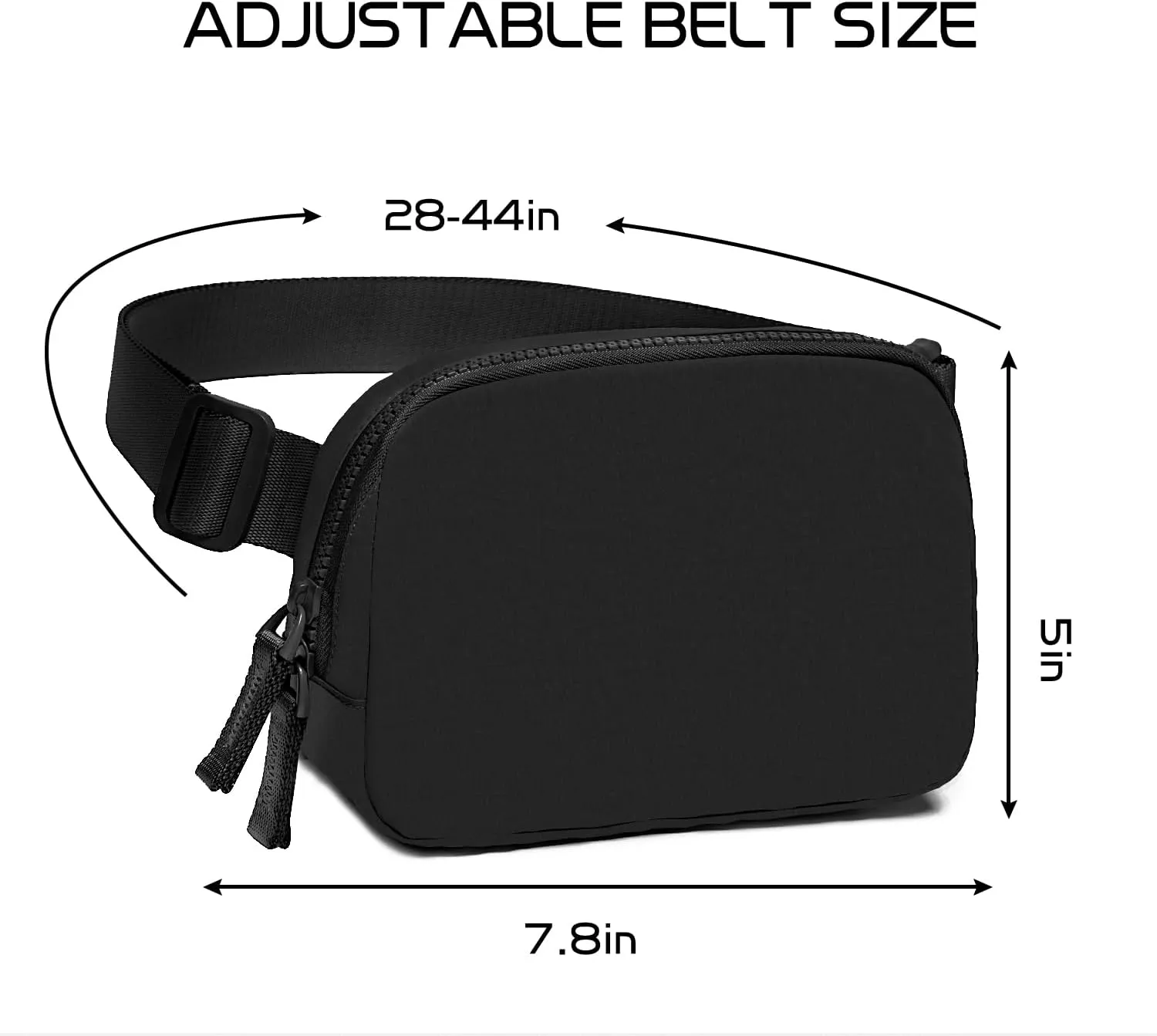 Belt Bag for Women Two-Way Zipper Fanny Pack Crossbody Bags for Women Fashion Waist Packs Cross Body Fanny Pack with Adjustable Strap Gifts for Teen Girls (Black)