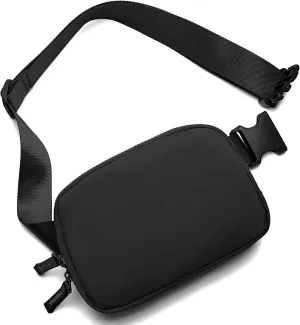 Belt Bag for Women Two-Way Zipper Fanny Pack Crossbody Bags for Women Fashion Waist Packs Cross Body Fanny Pack with Adjustable Strap Gifts for Teen Girls (Black)