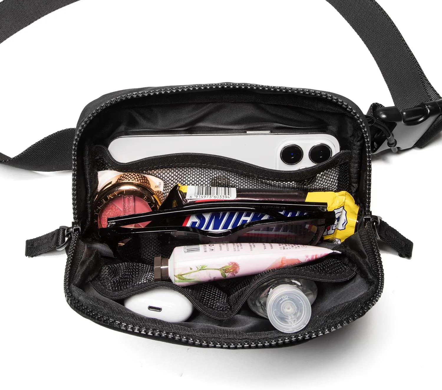 Belt Bag for Women Two-Way Zipper Fanny Pack Crossbody Bags for Women Fashion Waist Packs Cross Body Fanny Pack with Adjustable Strap Gifts for Teen Girls (Black)