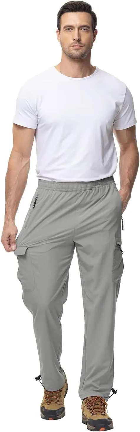 BGOWATU Hiking Pants for Men, Water Resistant Stretch Cargo Pants, Lightweight Quick Dry Outdoor Fishing Pants