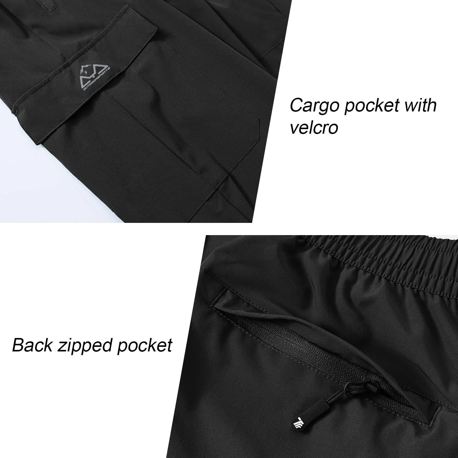 BGOWATU Hiking Pants for Men, Water Resistant Stretch Cargo Pants, Lightweight Quick Dry Outdoor Fishing Pants