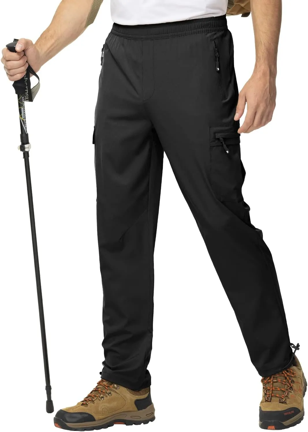BGOWATU Hiking Pants for Men, Water Resistant Stretch Cargo Pants, Lightweight Quick Dry Outdoor Fishing Pants