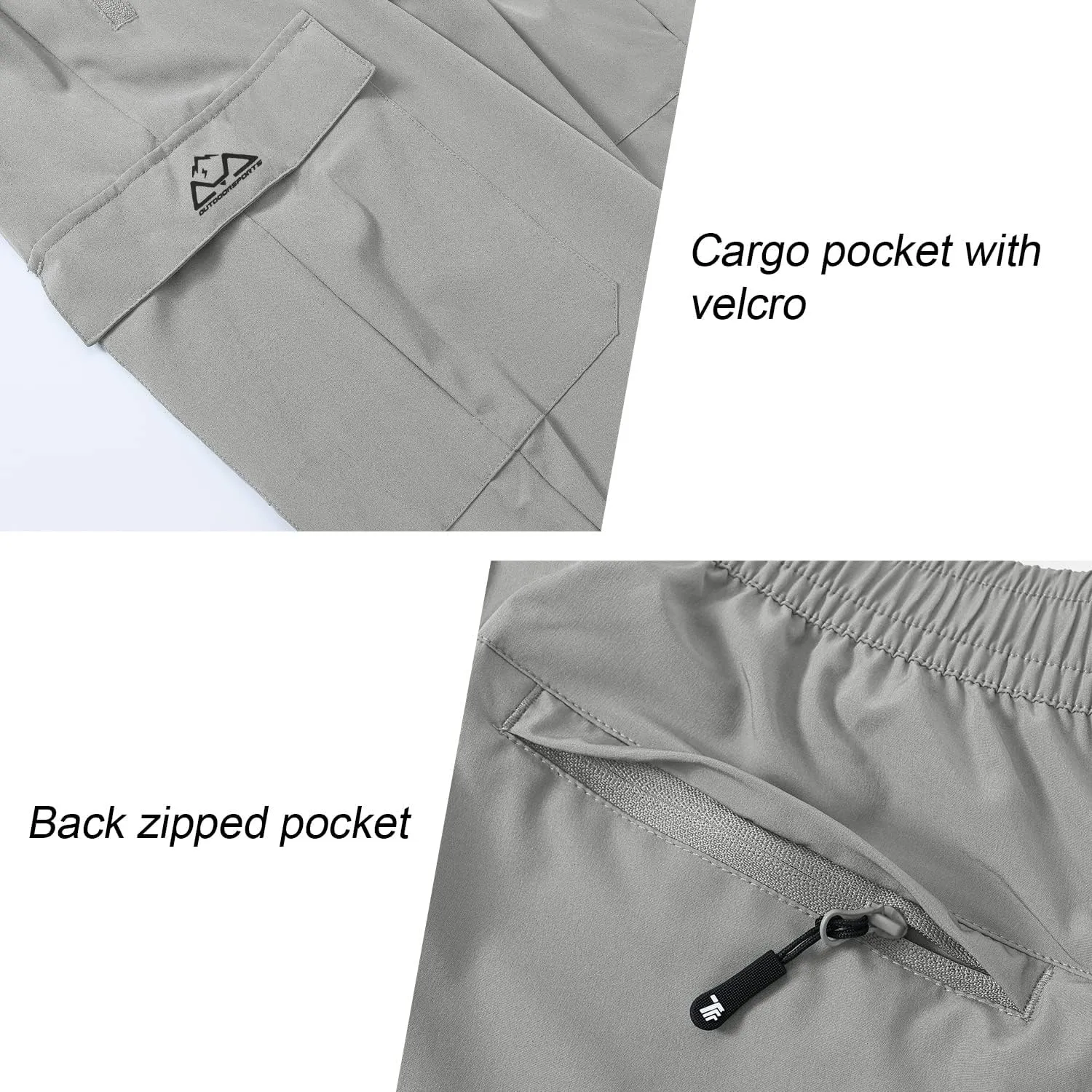 BGOWATU Hiking Pants for Men, Water Resistant Stretch Cargo Pants, Lightweight Quick Dry Outdoor Fishing Pants