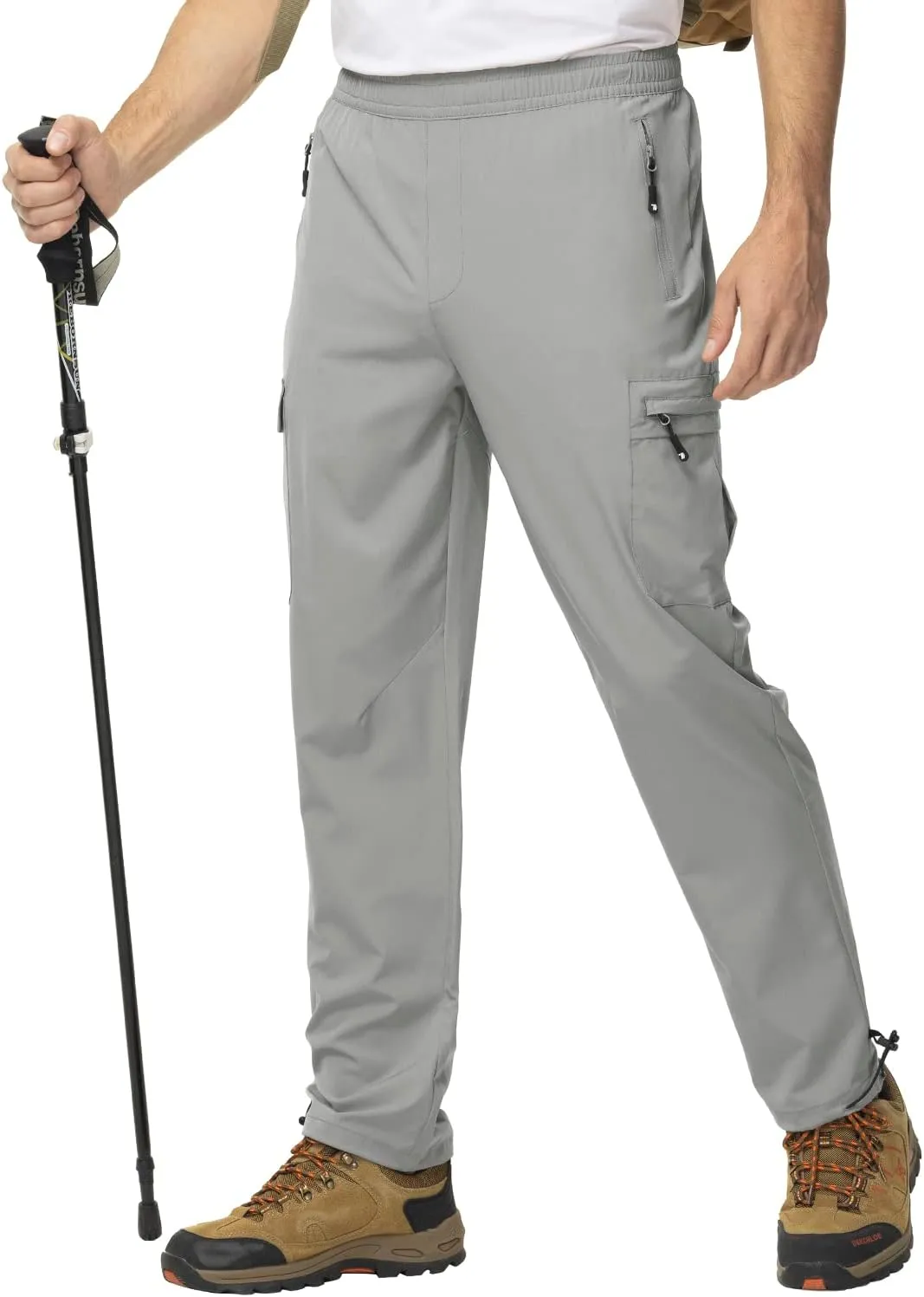 BGOWATU Hiking Pants for Men, Water Resistant Stretch Cargo Pants, Lightweight Quick Dry Outdoor Fishing Pants