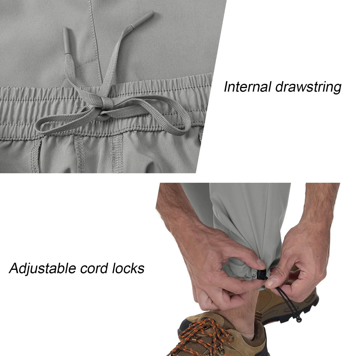 BGOWATU Hiking Pants for Men, Water Resistant Stretch Cargo Pants, Lightweight Quick Dry Outdoor Fishing Pants