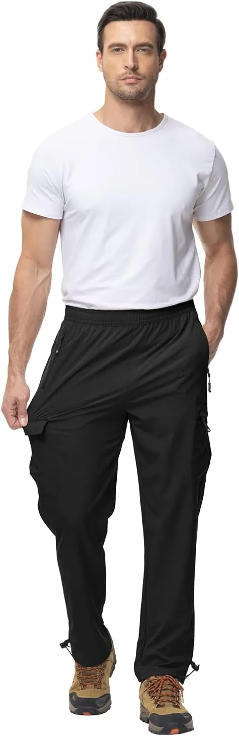 BGOWATU Hiking Pants for Men, Water Resistant Stretch Cargo Pants, Lightweight Quick Dry Outdoor Fishing Pants