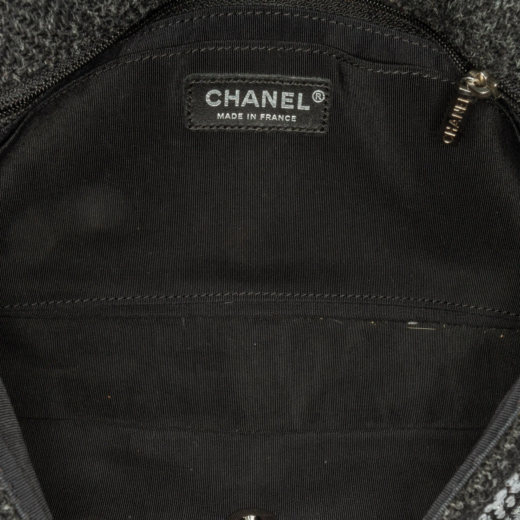 Black Chanel Medium Strass Embellished Tweed Single Flap Shoulder Bag