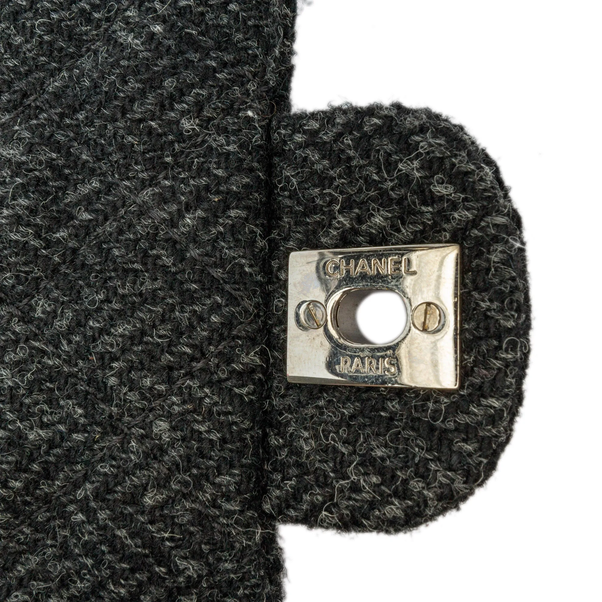 Black Chanel Medium Strass Embellished Tweed Single Flap Shoulder Bag