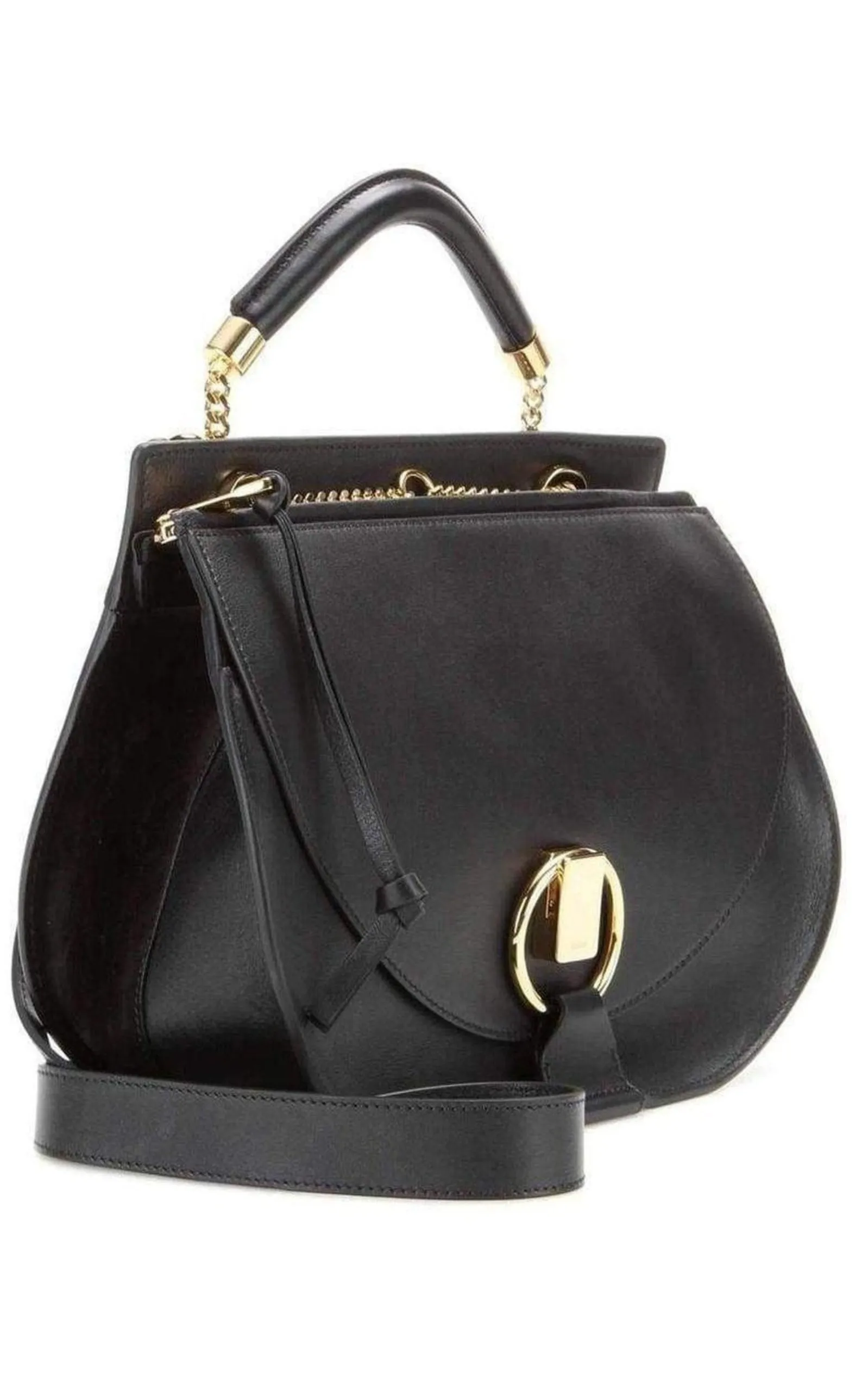 Black Leather Goldie Shoulder Bag