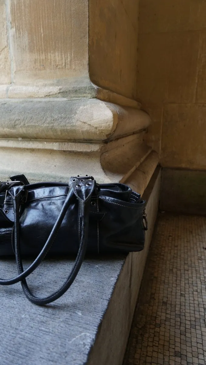 Black leather shoulder bag
