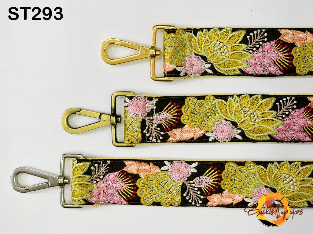 Boho Guitar Strap Floral Embroidered Purse Strap Crossbody Strap for Purses Handbag Boho Bag Strap Embroidery Replacement Strap Gift for her