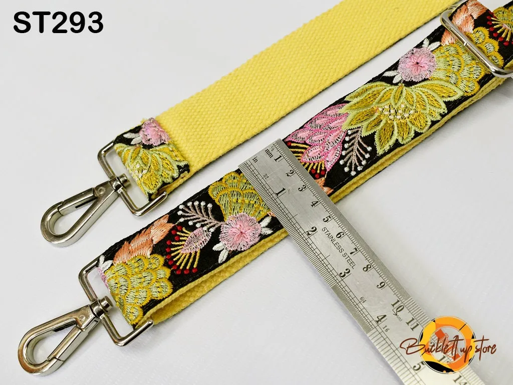 Boho Guitar Strap Floral Embroidered Purse Strap Crossbody Strap for Purses Handbag Boho Bag Strap Embroidery Replacement Strap Gift for her